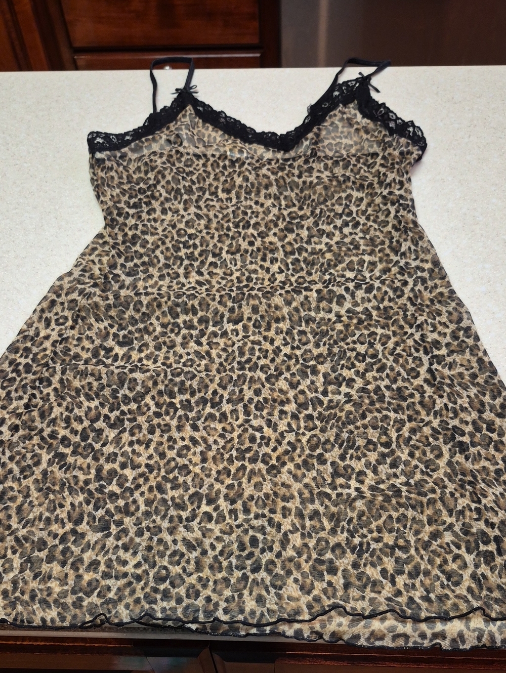 Jolie Leopard Mesh Slip Dress - Brown & Black